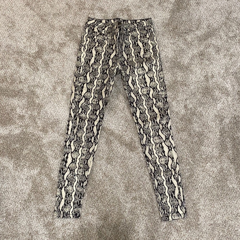 Snakeskin Denim Pants, Like New